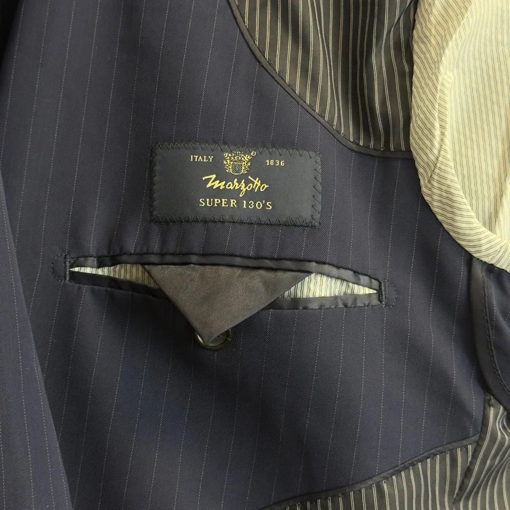 Banana Republic Mens‎ 42S Navy Blue Pinstripe Marzotto Super 130s Wool Blazer